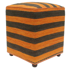 handmade Modern Ottoman Orange Black Hand-made SQUARE handmade ottoman pouf15'' x 15'' x 20''