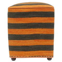 handmade Modern Ottoman Orange Black Hand-made SQUARE handmade ottoman pouf