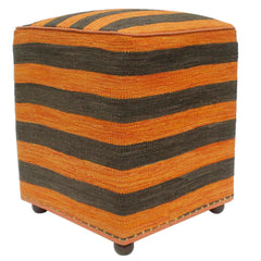 handmade Modern Ottoman Orange Black Hand-made SQUARE handmade ottoman pouf15'' x 15'' x 20''