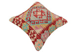 handmade Traditional Pillow Red Blue Hand-Woven SQUARE 100% WOOL  Hand woven turkish pillow  2 x 2