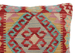 handmade Traditional Pillow Red Blue Hand-Woven SQUARE 100% WOOL  Hand woven turkish pillow  2 x 2