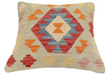 handmade Traditional Pillow Blue Red Hand-Woven SQUARE 100% WOOL  Hand woven turkish pillow  2 x 2