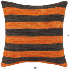 handmade Modern Pillow Rust Black Hand-Woven SQUARE 100% WOOL  Hand woven turkish pillow  2 x 2