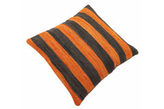 handmade Modern Pillow Rust Black Hand-Woven SQUARE 100% WOOL  Hand woven turkish pillow  2 x 2