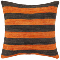 handmade Modern Pillow Rust Black Hand-Woven SQUARE 100% WOOL  Hand woven turkish pillow  2 x 2