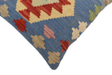 handmade Traditional Pillow Blue Red Hand-Woven SQUARE 100% WOOL Hand woven turkish pillow2' x 2'