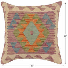 handmade Traditional Pillow Purple Blue Hand-Woven SQUARE 100% WOOL  Hand woven turkish pillow  PILLOW