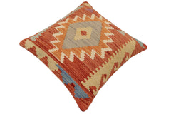 handmade Traditional Pillow Rust Blue Hand-Woven SQUARE 100% WOOL  Hand woven turkish pillow  PILLOW