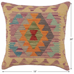 handmade Traditional Pillow Purple Blue Hand-Woven SQUARE 100% WOOL  Hand woven turkish pillow  PILLOW