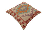 handmade Traditional Pillow Red Blue Hand-Woven SQUARE 100% WOOL  Hand woven turkish pillow  2 x 2