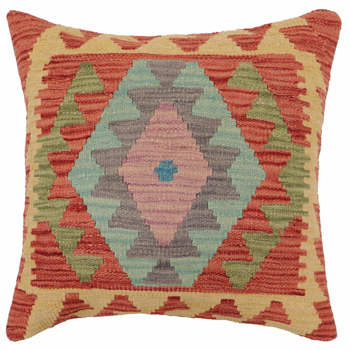 handmade Traditional Pillow Beige Red Hand-Woven SQUARE 100% WOOL  Hand woven turkish pillow  PILLOW