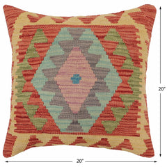 handmade Traditional Pillow Beige Red Hand-Woven SQUARE 100% WOOL  Hand woven turkish pillow  PILLOW