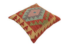 handmade Traditional Pillow Beige Red Hand-Woven SQUARE 100% WOOL  Hand woven turkish pillow  PILLOW