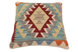 handmade Traditional Pillow Red Blue Hand-Woven SQUARE 100% WOOL Hand woven turkish pillow2' x 2'