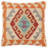 handmade Traditional Pillow Red Beige Hand-Woven SQUARE 100% WOOL Hand woven turkish pillow2' x 2'