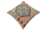 handmade Traditional Pillow Gray Red Hand-Woven SQUARE 100% WOOL Hand woven turkish pillow2' x 2'