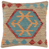 handmade Traditional Pillow Gray Red Hand-Woven SQUARE 100% WOOL Hand woven turkish pillow2' x 2'