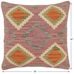 handmade Traditional Pillow Purple Rust Hand-Woven SQUARE 100% WOOL Hand woven turkish pillow2' x 2'