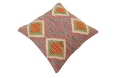 handmade Traditional Pillow Purple Rust Hand-Woven SQUARE 100% WOOL Hand woven turkish pillow2' x 2'