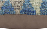 handmade Traditional Pillow Blue Gray Hand-Woven SQUARE 100% WOOL Hand woven turkish pillow2' x 2'