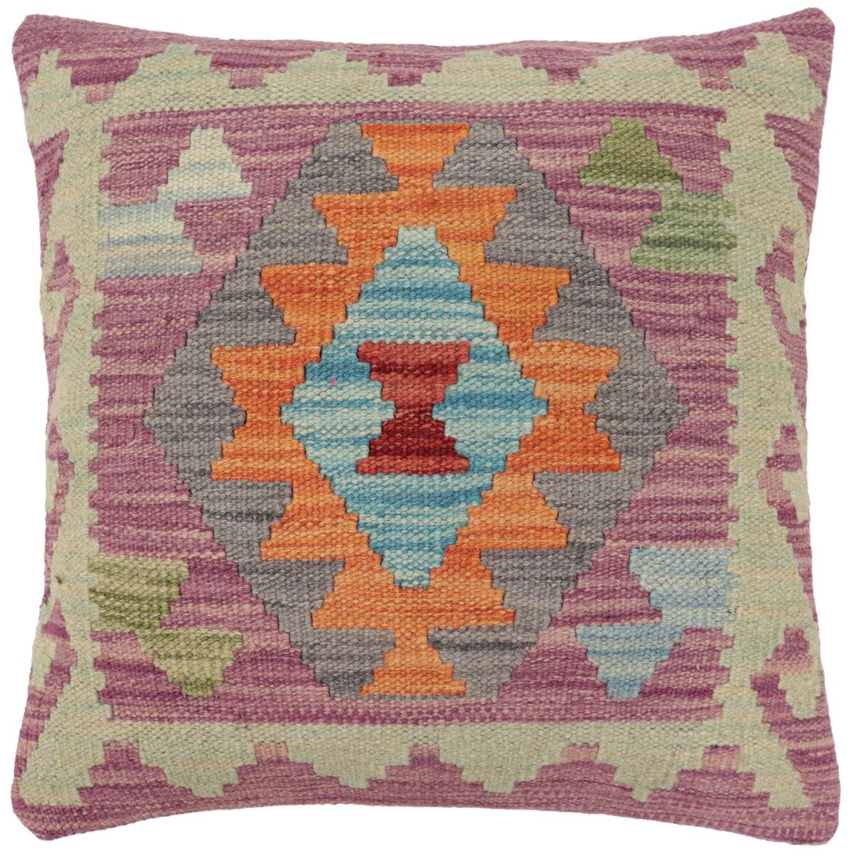 handmade Traditional Pillow Purple Rust Hand-Woven SQUARE 100% WOOL Hand woven turkish pillow2' x 2'