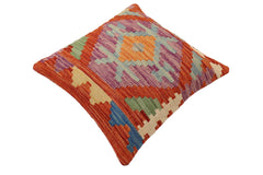 handmade Traditional Pillow Rust Blue Hand-Woven SQUARE 100% WOOL Hand woven turkish pillow2' x 2'