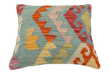 handmade Traditional Pillow Blue Rust Hand-Woven SQUARE 100% WOOL  Hand woven turkish pillow  3 x 5