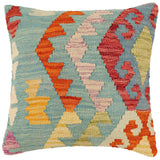 Tribal Gould Turkish Hand-Woven Kilim Pillow - 16