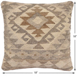 handmade Traditional Pillow Beige Brown Hand-Woven SQUARE 100% WOOL Hand woven turkish pillow2' x 2'