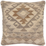 handmade Traditional Pillow Beige Brown Hand-Woven SQUARE 100% WOOL Hand woven turkish pillow2' x 2'