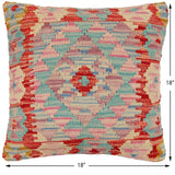 handmade Traditional Pillow Blue Red Hand-Woven SQUARE 100% WOOL Hand woven turkish pillow2' x 2'