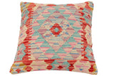 handmade Traditional Pillow Blue Red Hand-Woven SQUARE 100% WOOL Hand woven turkish pillow2' x 2'