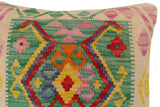 handmade Traditional Pillow Green Beige Hand-Woven SQUARE 100% WOOL  Hand woven turkish pillow  2 x 2