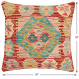 handmade Traditional Pillow Rust Blue Hand-Woven SQUARE 100% WOOL Hand woven turkish pillow2' x 2'