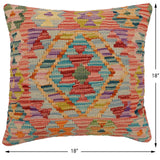 handmade Traditional Pillow Rust Blue Hand-Woven SQUARE 100% WOOL Hand woven turkish pillow2' x 2'