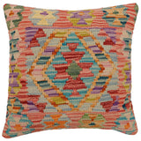 handmade Traditional Pillow Rust Blue Hand-Woven SQUARE 100% WOOL Hand woven turkish pillow2' x 2'