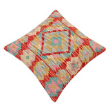 handmade Traditional Pillow Red Beige Hand-Woven SQUARE 100% WOOL Hand woven turkish pillow2' x 2'