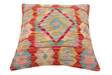 handmade Traditional Pillow Red Beige Hand-Woven SQUARE 100% WOOL Hand woven turkish pillow2' x 2'