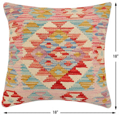 handmade Traditional Pillow Pink Red Hand-Woven SQUARE 100% WOOL Hand woven turkish pillow2' x 2'