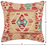 handmade Traditional Pillow Red Beige Hand-Woven SQUARE 100% WOOL Hand woven turkish pillow2' x 2'