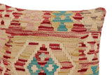 handmade Traditional Pillow Red Beige Hand-Woven SQUARE 100% WOOL Hand woven turkish pillow2' x 2'