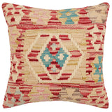 handmade Traditional Pillow Red Beige Hand-Woven SQUARE 100% WOOL Hand woven turkish pillow2' x 2'