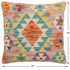 handmade Traditional Pillow Purple Blue Hand-Woven SQUARE 100% WOOL Hand woven turkish pillow2' x 2'