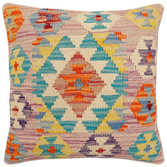 handmade Traditional Pillow Purple Blue Hand-Woven SQUARE 100% WOOL Hand woven turkish pillow2' x 2'