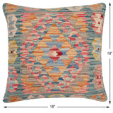 handmade Traditional Pillow Blue Red Hand-Woven SQUARE 100% WOOL Hand woven turkish pillow2' x 2'