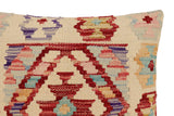 handmade Traditional Pillow Beige Red Hand-Woven SQUARE 100% WOOL Hand woven turkish pillow2' x 2'