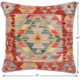 handmade Traditional Pillow Red Blue Hand-Woven SQUARE 100% WOOL Hand woven turkish pillow2' x 2'