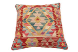 handmade Traditional Pillow Red Blue Hand-Woven SQUARE 100% WOOL Hand woven turkish pillow2' x 2'