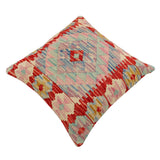 handmade Traditional Pillow Red Blue Hand-Woven SQUARE 100% WOOL Hand woven turkish pillow2' x 2'