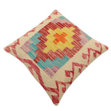 handmade Traditional Pillow Beige Red Hand-Woven SQUARE 100% WOOL Hand woven turkish pillow2' x 2'